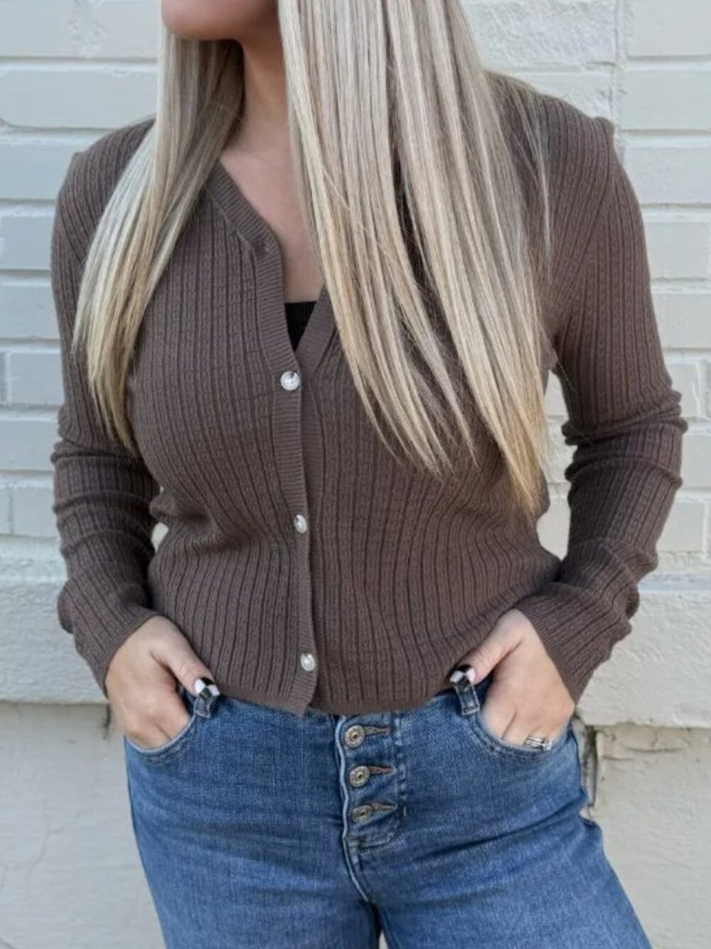 Mia Ribbed Cardigan | Taupe